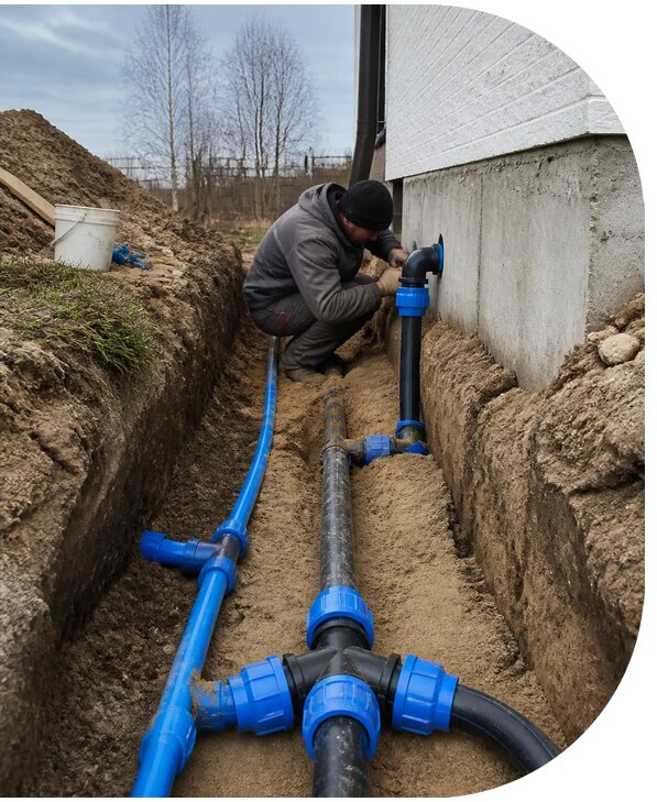 Монтаж наружного водопровода на участке под ключ в Мичуринске
